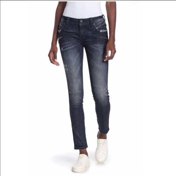 Women’s Rock Revival Skinny Zip Moto Jeans - Picture 6 of 6